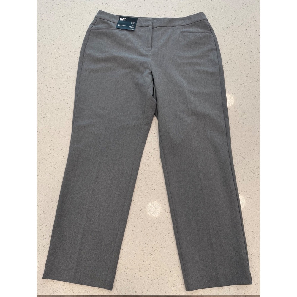 INC Straight Leg‎ Pants Women 14S Gray NEW Office Business Casual Dress Trousers - Picture 2 of 10